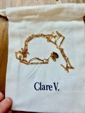 Clare V paperclip charm chain gold vermeil NWT $145